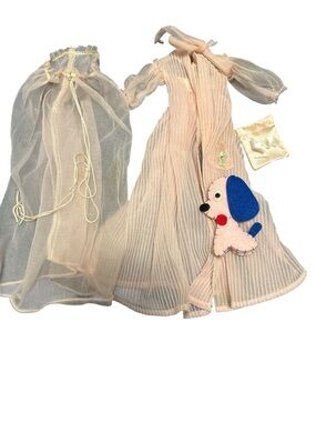Vintage 1960’s Barbie #965 Nighty Negligee 5 PC Set Pastel Pink Dog Shoes